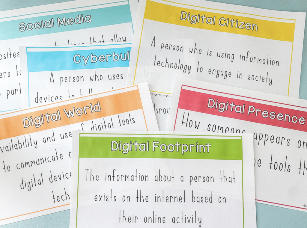 Digital Citizenship Vocabulary for elementary students