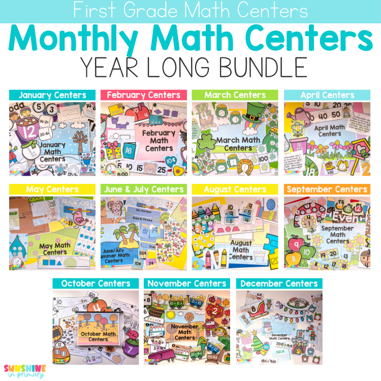Monthly Math Centers Year Long Bundle