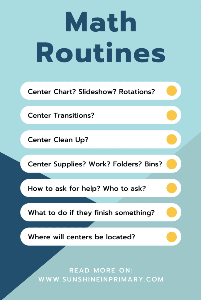Math Center Routines to think about